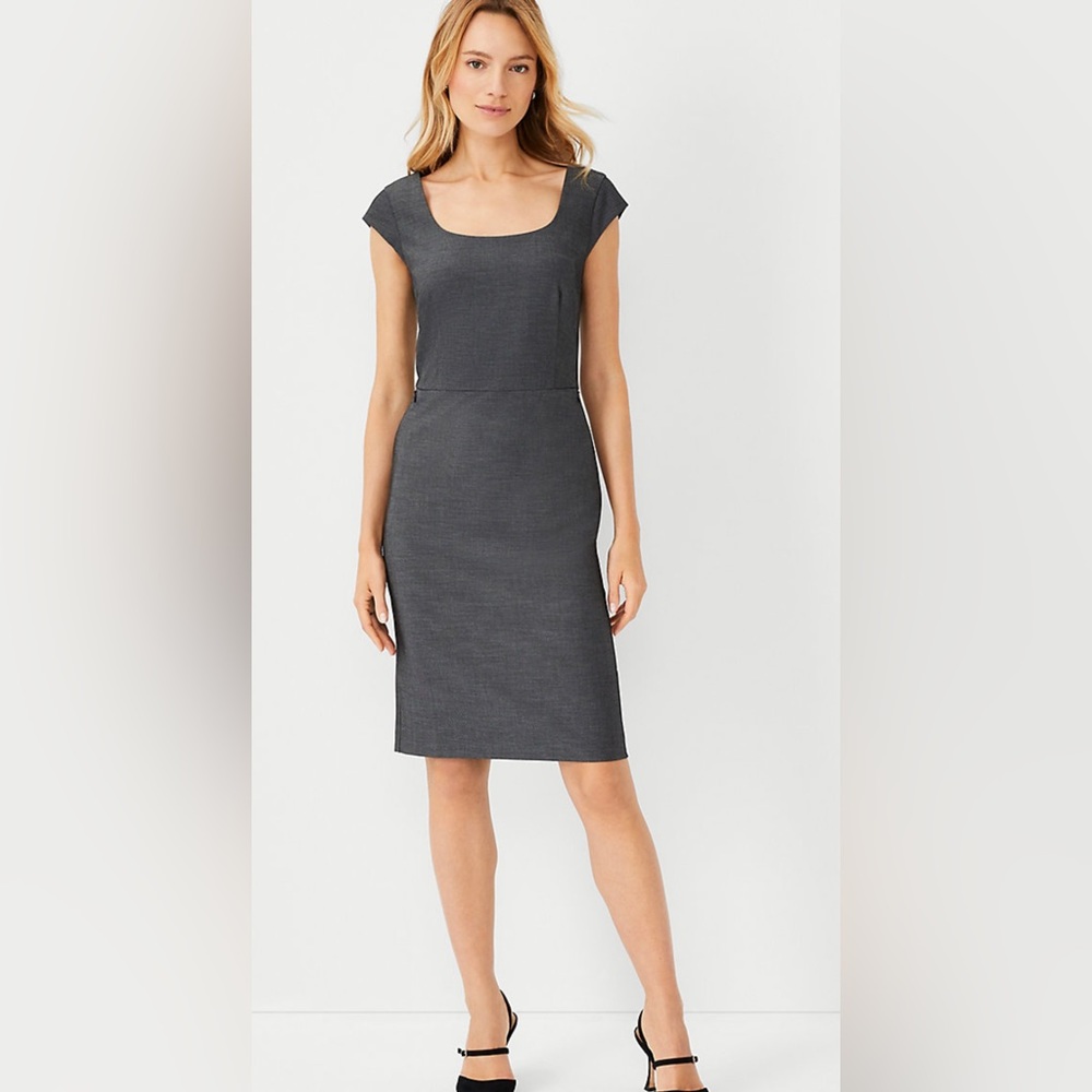 Ann Taylor Scoop Neck Dress in Dark Grey